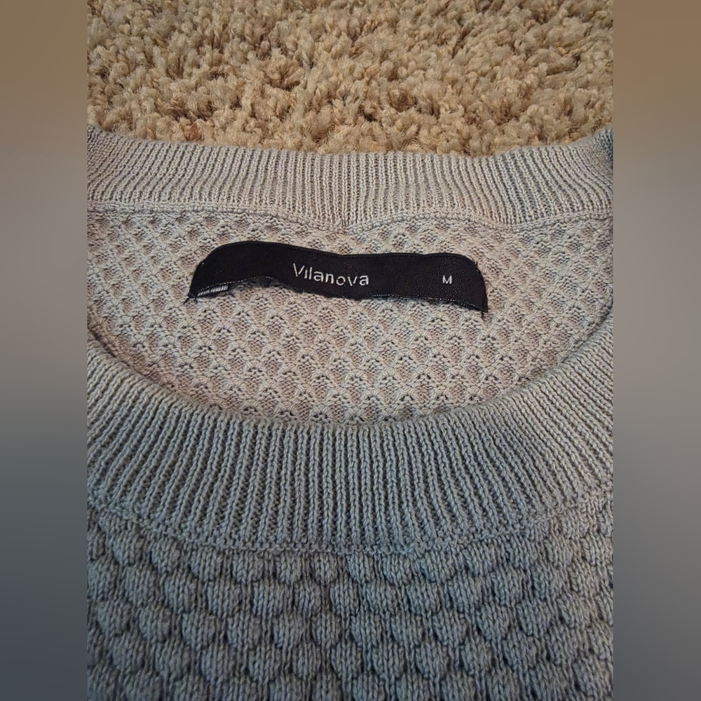 Vilanova Light Gray Medium Honeycomb Knit Sweater